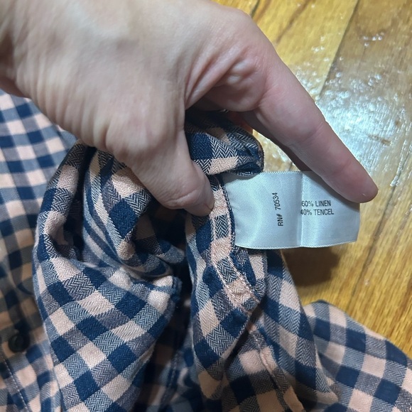 Orvis Active Fit Shirt Blue Gingham Check Button Down Long Sleeve Linen Tencel - Picture 8 of 10